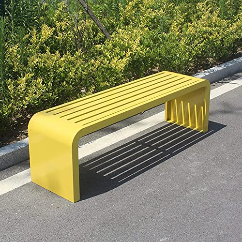 Steel Frame Outdoor Bench,Outdoor Benches Weatherproof,Outdoor Metal Bench Porch Tables for Outside,Premium Porch Benches Seat Park Bench Patio Bench Garden Bench(39.3x15.8x17.8inch, Brown)