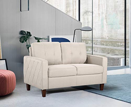 Rossetti Modern Tufted Sofa, Loveseat and Accent Armchair Sets, Mid Century Upholstered Couches with Removable Seat and Back Cushion in Beige/Tan, 3 Piece