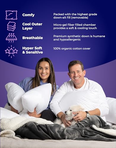 Pillow Fight Good Pillow Classic - Queen/Standard Pillows Set of 2, Luxury & Adjustable, Down Alternative Pillow, Bed Pillows, Cooling Pillow, for, Back Support, Stomach, and Side Sleepers (2 Pack)