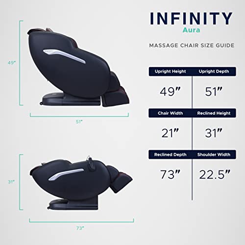 Infinity Aura Full Body Zero Gravity Massage Chair Air Compression, Space Saving Technology, Lumbar Heat, and Decompression Stretch Black with Brown