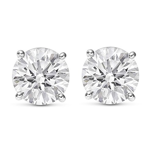 1/4-2 Carat Total Weight Round Diamond Stud Earrings 4 Prong Push Back (F-G Color SI2-I1 Clarity)