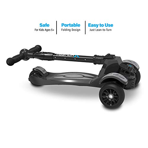 Hover-1 Vivid Folding Kick Scooter for Kids (5+ Year Old) | Features Lean-to-Turn Axle, Solid PU Tires & Slim-Design, 110 LB Max Load Capacity, Safe