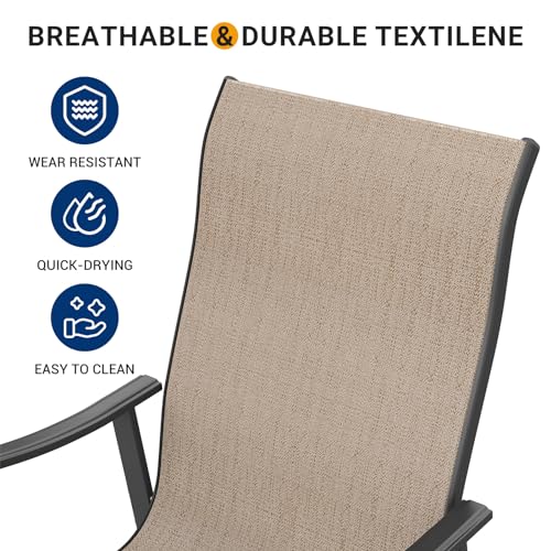 UDPATIO Patio Chairs Bar Stools Set of 6,Outdoor Bar Height Chairs with High Back and Armrest,Metal Frame and Breathable Textilene for Balcony,Pool,Deck,Garden(Dark Gray)