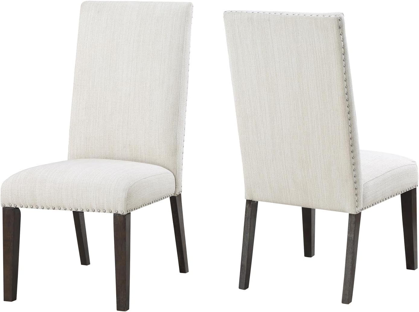 Steve Silver Upholstered Classic Styling, Dusty Charcoal Finish, Cream Fabric, Hutchins Dining Collection, Set of 2 Side Chair
