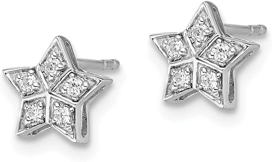 Diamond2Deal 14K White Gold Lab Grown Diamond Star Stud Earrings Fine Jewelry for Women (L- 0.32 inch, W- 0.32 inch)