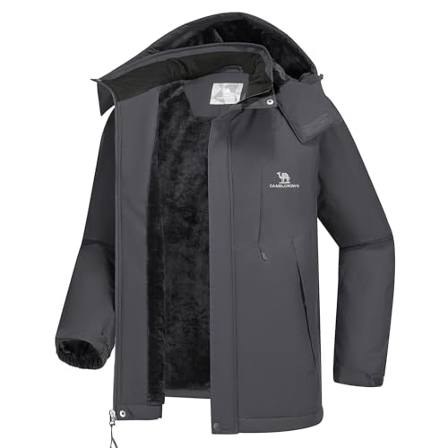 CAMEL CROWN Men's Winter Coat Waterproof Ski Jacket Fleece Lined Windproof Raincoat for Snow Outdoor Hiking Mountain