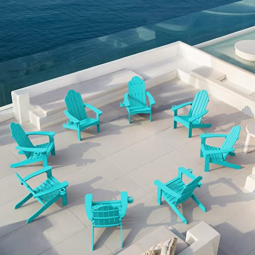 LUE BONA Adirondack Chair Weather Resistant, Black Outdoor Patio Chair, Adirondack Chairs with Cup Holder, 300LBS Modern Adirondack Chair, Poly Plastic Adirondack Chairs for Patio, Law, Garden