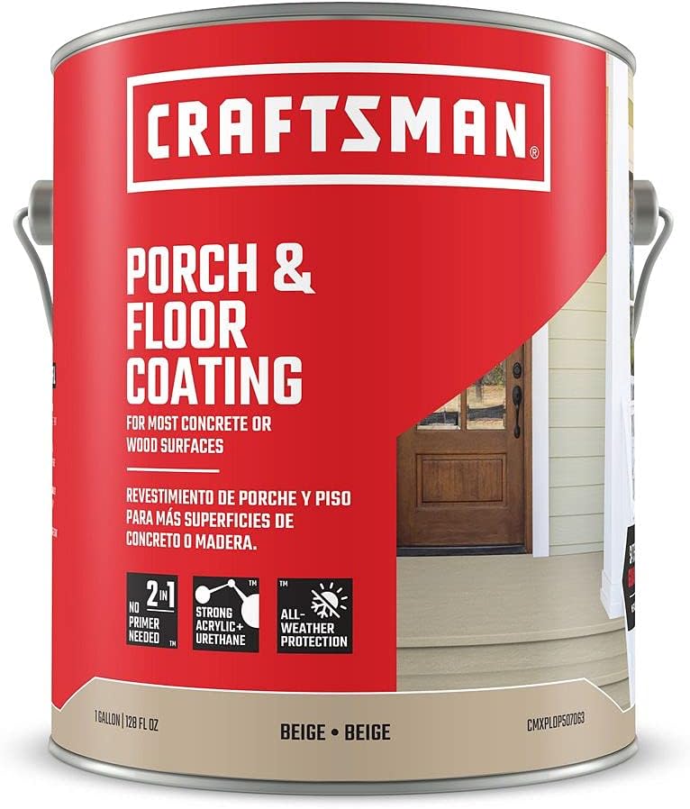CRAFTSMAN Semi-Transparent Wood Stain and Sealer Interior and Exterior Porch and Floor Paint Coating in Beige Satin 128-Fl Oz