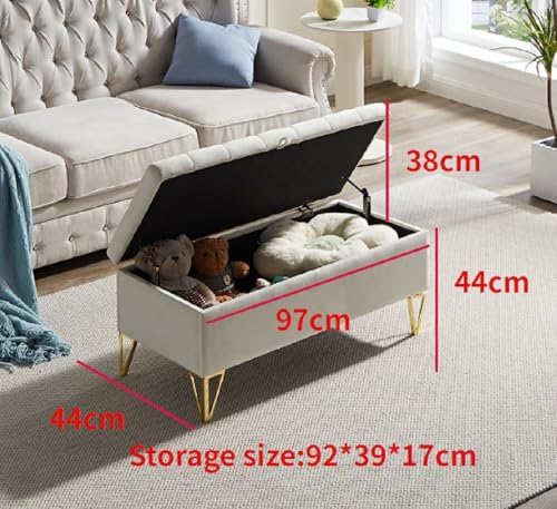 Velvet Storage Ottoman Bench for Bedroom, 38.2