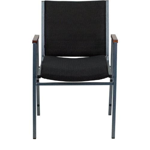 Flash Furniture HERCULES Series Heavy Duty Gray Fabric Stack Chair with Arms and Ganging Bracket