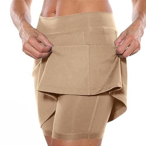 Women's Pocket Pants Athletic Yoga Culottes for Women Elastic Shorts Lightweight High Waist Skinny Joggers Skirt