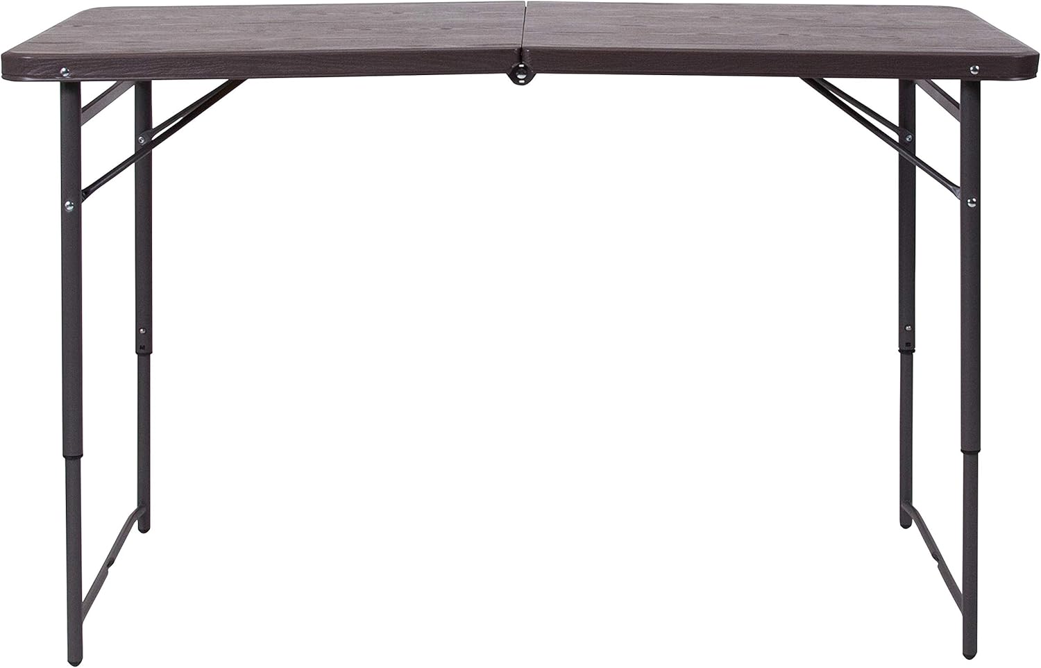 BizChair 4-Foot Height Adjustable Bi-Fold Brown Plastic Folding Table with Handle