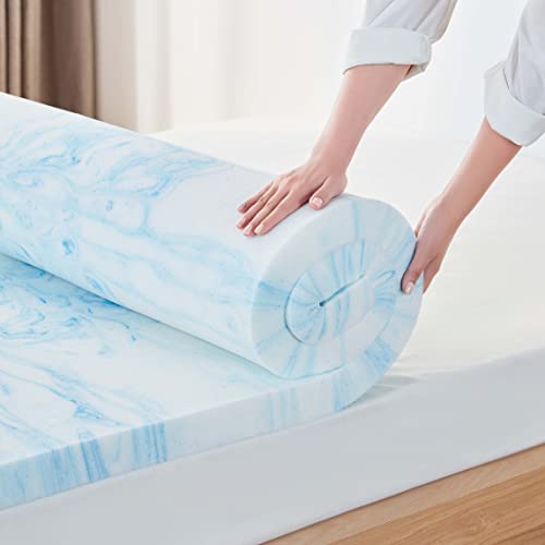 LINSY LIVING 3 Inch Mattress Topper Queen, Cooling Gel Infused Swirl Memory Foam, Soft Mattress Topper for Firm Mattress, CertiPUR-US Certified Bed Topper, Queen Size
