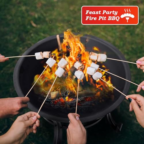 SINGLYFIRE 26 Inch Fire Pit for Outside Outdoor Wood Burning Firepit Bowl Heavy Duty Bonfire Pit Steel Firepit for Patio Backyard Camping Deck Picnic Porch with Spark Screen,Log Grate,Poker