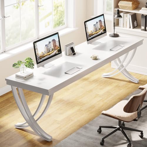 Tribesigns 2-Person Home Office Desk,78.7-Inch Extra Long Desk,Large Double Computer Desk for Home Office, Work Desk for Two People with Stylish Legs (White)