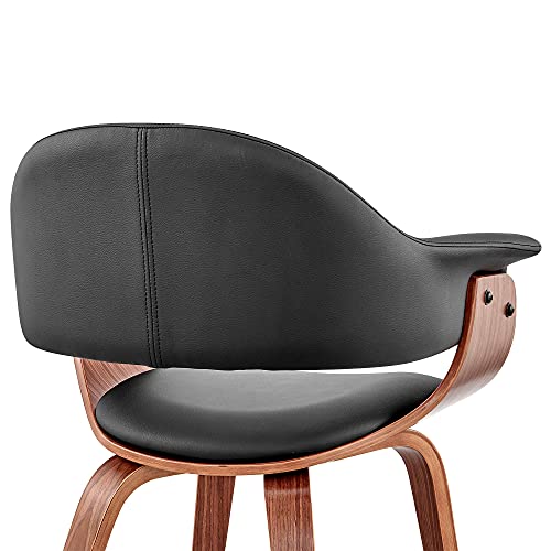 Armen Living Adalyn Faux Leather and Wood Dining Room Accent Chair, Cream/Walnut 19D x 25W x 30H in