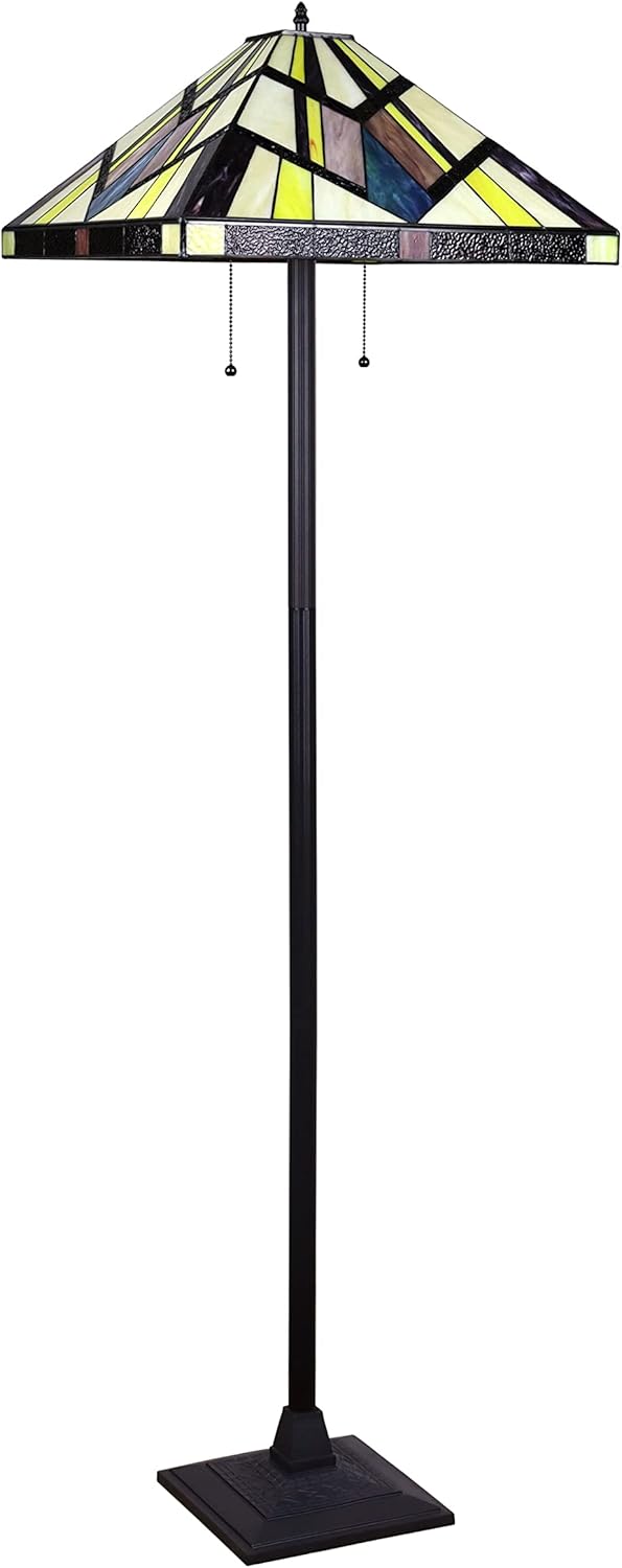 Chloe Lighting Vincent Tiffany-Style Blackish Bronze 2-Light Mission Floor Lamp 18