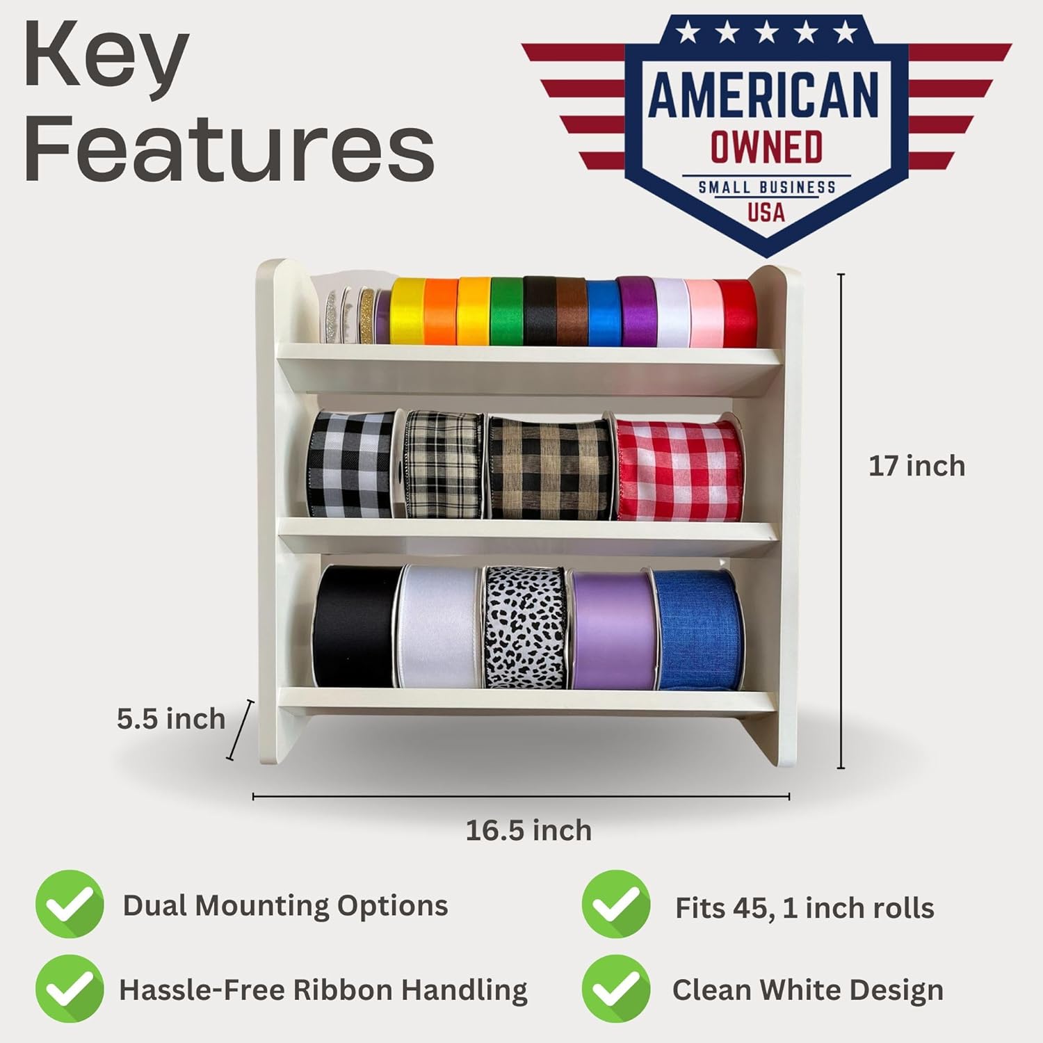 Ribbon Holder Organizer Rack - Premium Ribbon Storage for Craft Rooms, Ribbon Stand Organizer, Acrylic Ribbon Rack for Crafts, Ribbon Spool Holder, Craft Ribbon Organizer Storage