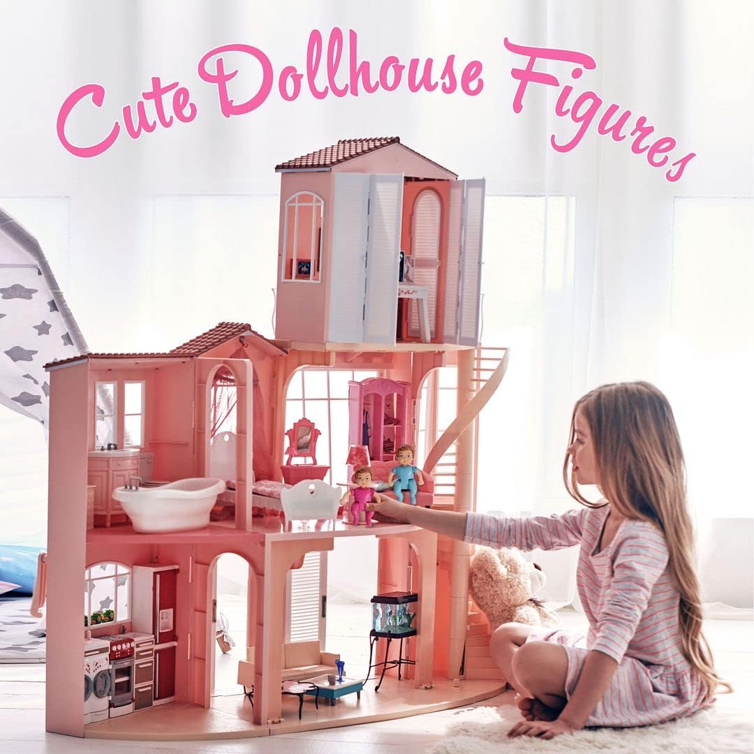 Beverly Hills Sweet Li'l Family Dollhouse People Action Figures Set of Baby Twins, Boy and Girl