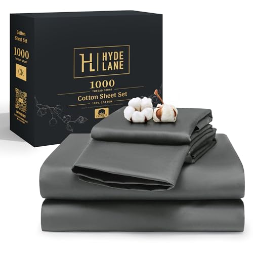 Hyde Lane Luxury 100% Cotton Sheets Thick & Heavy for Queen Size Bed | 1000 Thread Count | 18
