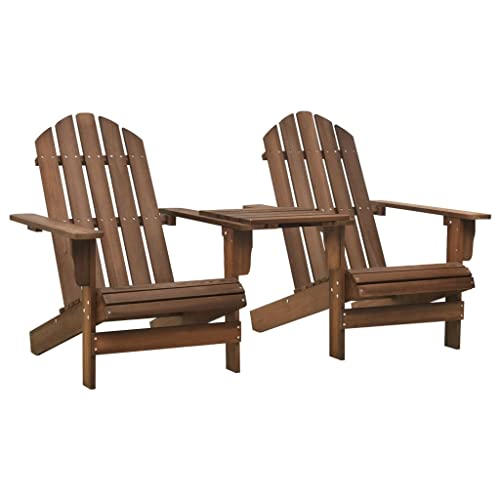 Patio Adirondack Chairs with Tea Table Solid Wood Fir Brown,Premium Adirondack Chair for Unparalleled Relaxation in Garden or Patio Outdoor Seating Furniture