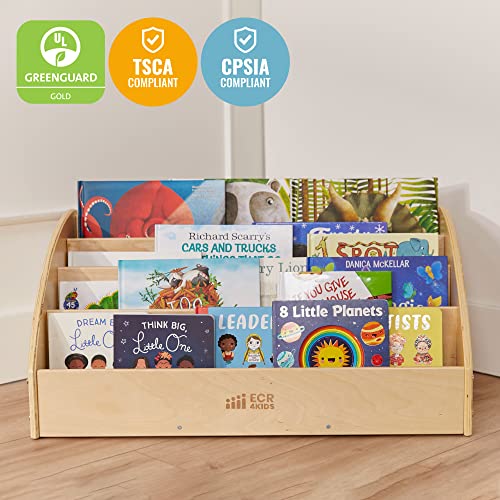 ECR4Kids Toddler Book Display, Beginner Bookshelf, White Wash