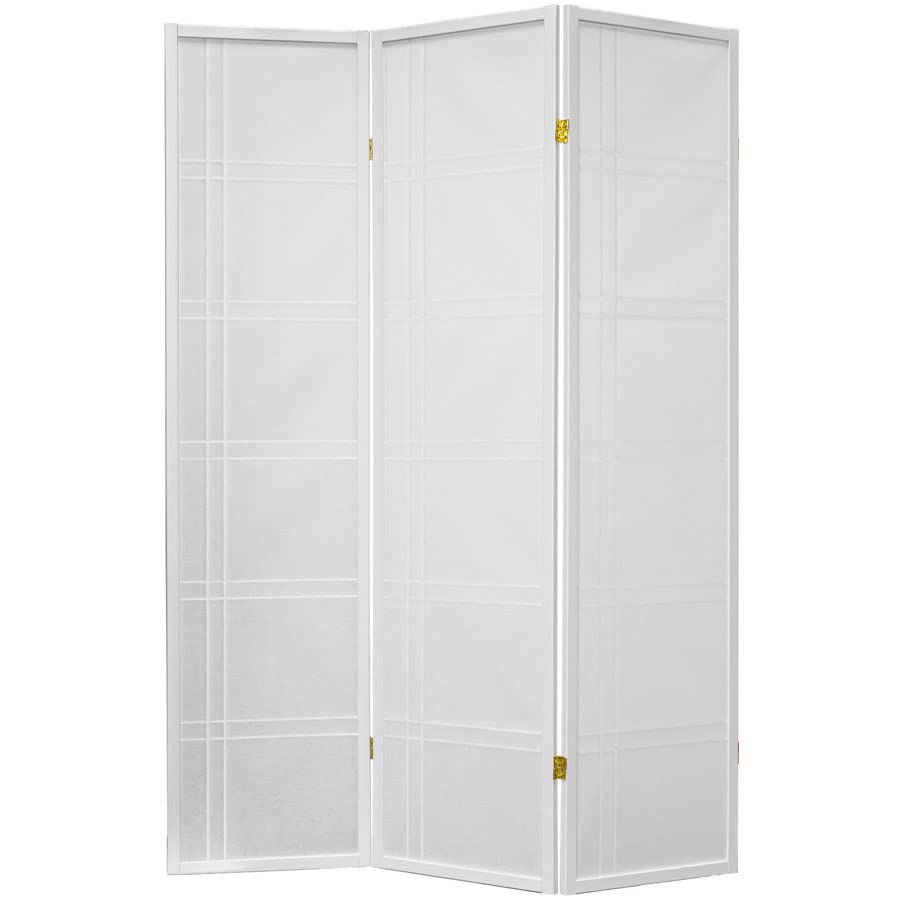 Legacy Decor 3 Panels Room Divider Privacy Screen Partition Shoji Style 5.9 ft Tall Black Finish Lattice Design