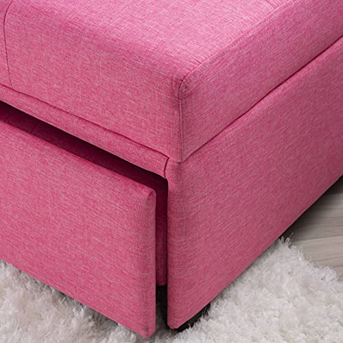 Powell Hot Pink Marnie Convertible Sofa Bed with Matching Roll Pillow