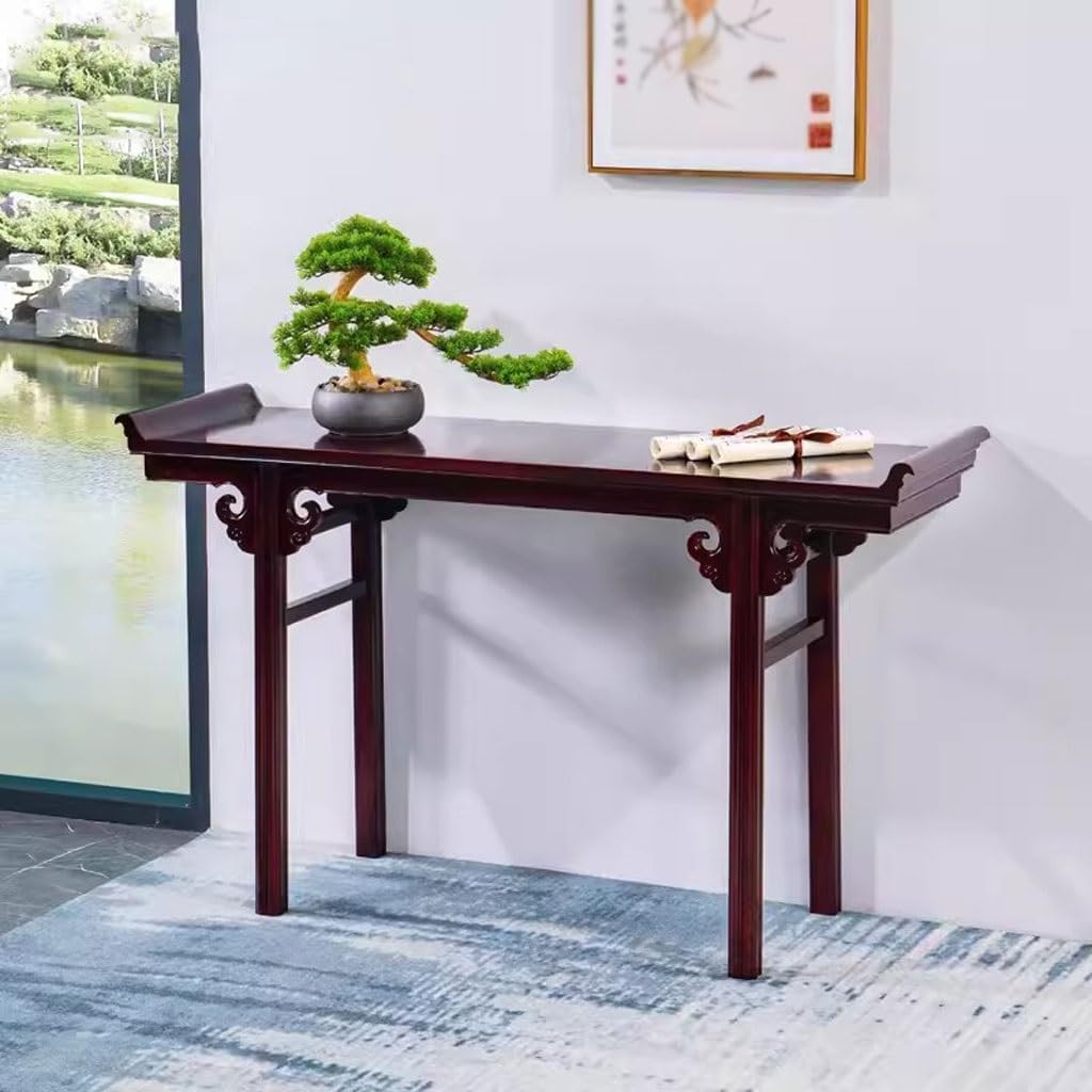 Meditation Altar Table All Solid Wood Altar Table, Entrance Table, Buddhist Altar Chinese Altar Strip Table, Home Living Room Zen Buddhist Altar Table Tea Table Small Table