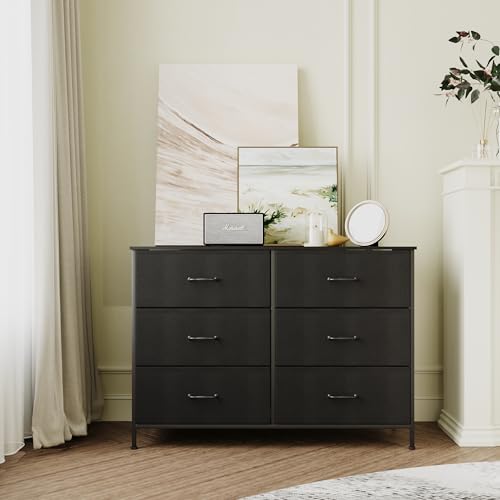 Wide Dresser with 6 Drawers Modern TV Stand for 55