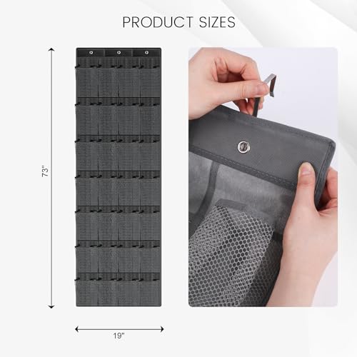 MCPINKY Hanging Shoe Organizer, Over The Door Shoe Rack Mesh Shoe Holder Hanger Behind Door Storage 28 Pockets for Door Closet White