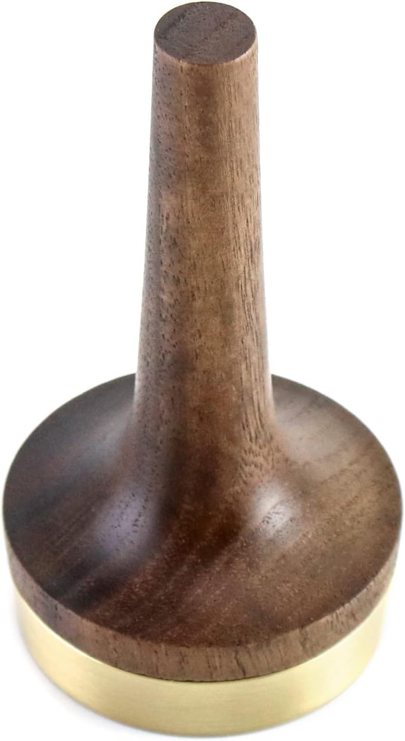 Wooden Ring Holder for Jewelry,Black Walnut Wood with Brass Stand Modern Display,Fits any Size small jewelry ring holder for nightstand, For Wedding & Anniversary