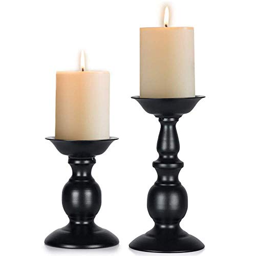 2 Pcs Gold Pillar Candle Holders, Gold Candlestick Most Ideal for 3