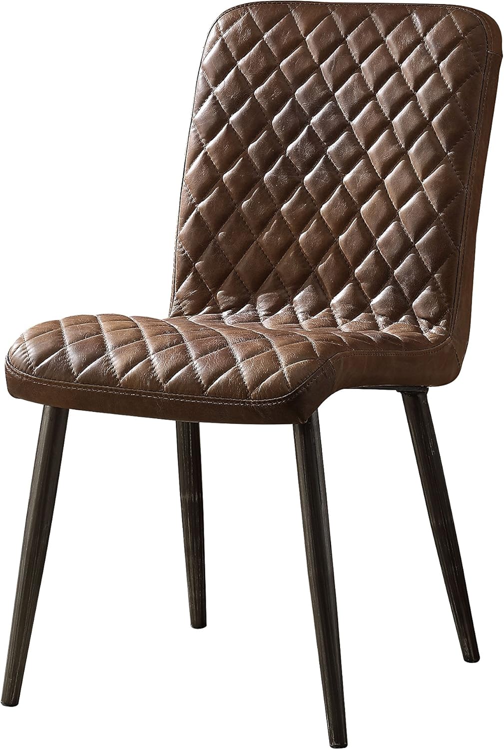 Acme Millerton Leather Dining Side Chair in Chocolate (Set of 2)