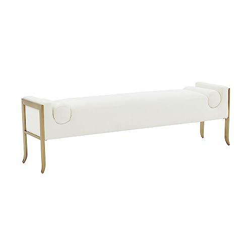 Tov Furniture INES Cream Textured Velvet Bench