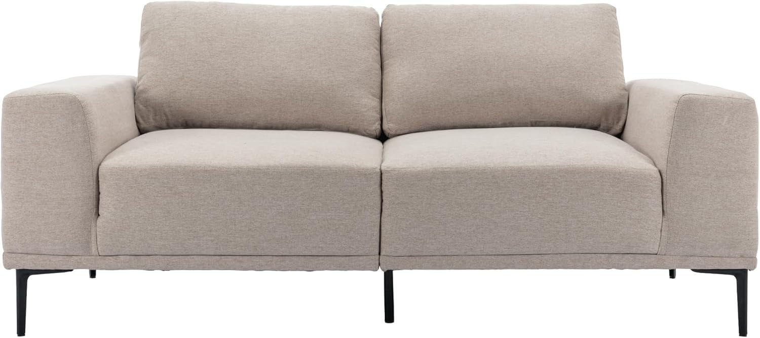 Furniture Comfy Couch Large Sofa – 74.8 Inch Linen Fabric Loveseat Couch, Mid-Century Modern Style, Perfect for Living Room, Apartment, Bedroom - Beige Sofas para Sala