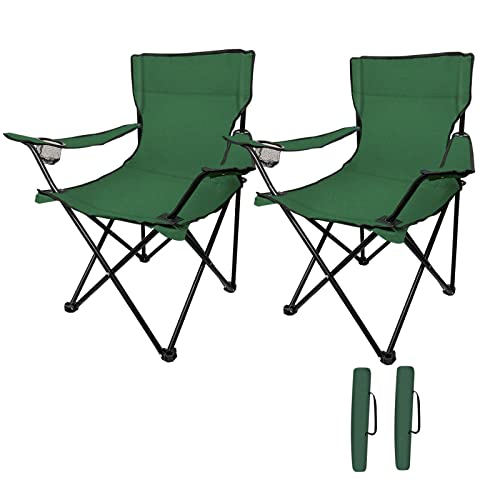 2Packs Lawn Chairs Portable Chair with Strap Bag Beach Chairs Folding Lightweight Sturdy Camping Chairs Beach Chairs with Beverage Holder Black