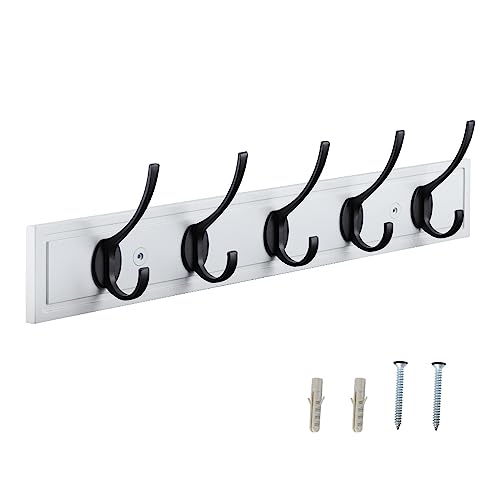 HOME MASTER HARDWARE Coat Rack Wall Mount Black, Wood Wall Mounted Coat Hooks for Hanging Coats, 27