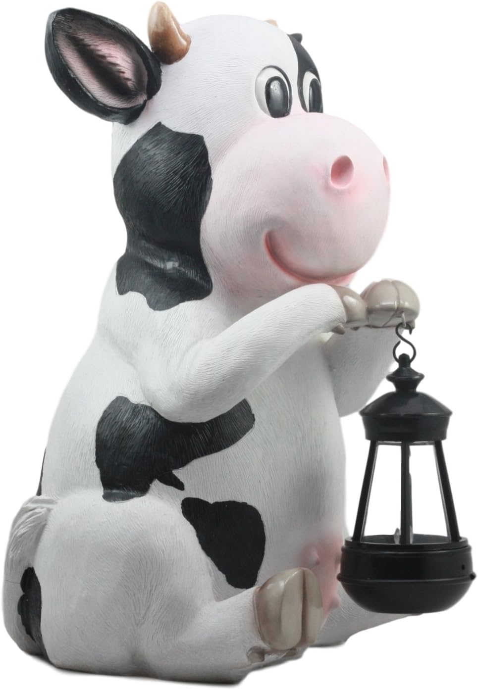 Ebros Gift Country Animal Farm Whimsical Bovine Holstein Mama Cow Statue with Solar LED Lantern Light Betty Sue Garden Decor Path Lighter Night Light Sculpture