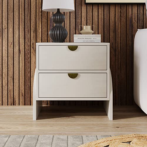 Double Dresser,Modern Drawer Dresser with Semi-Round Handle and Supporting Legs,Rubber Woodchest with Ample Storage Spaces,Drawer Organizers for Clothing,50.8''Lx17''Wx28''H,Antique White