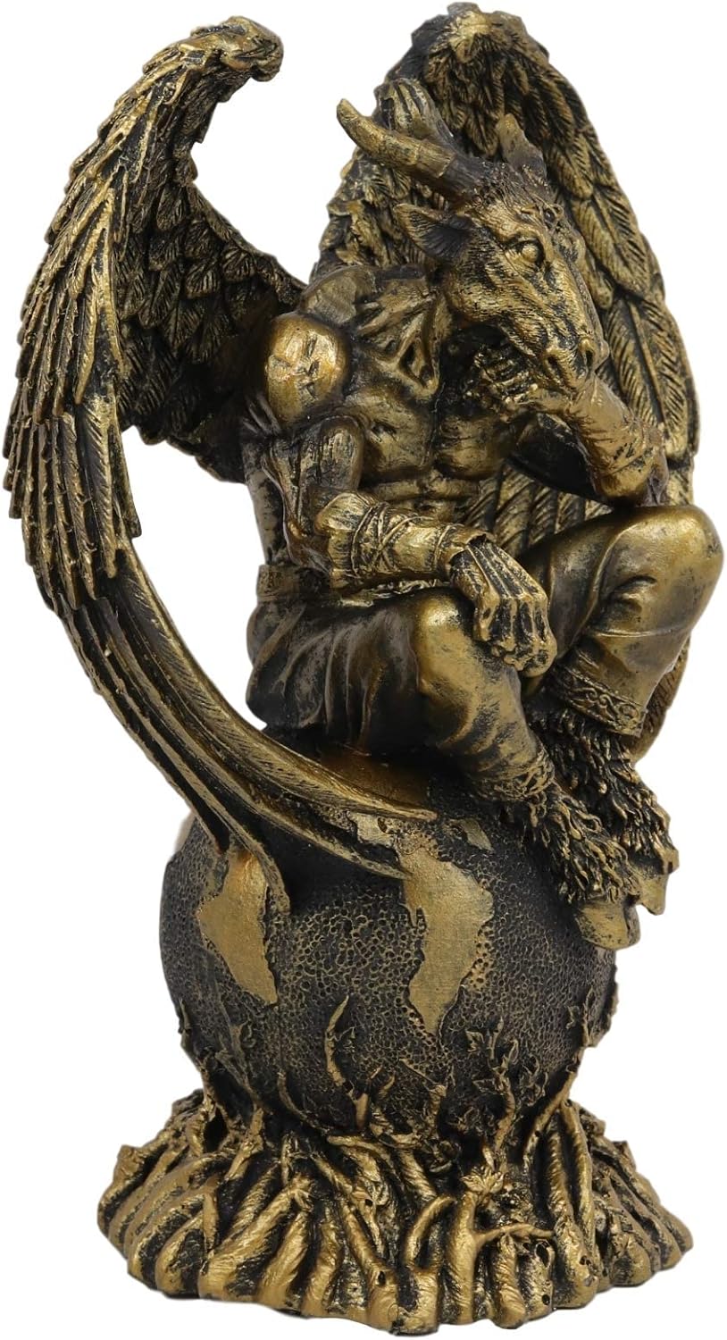 Ebros Gift Sabbatic Goat The Thinker Baphomet Sitting On The Globe Statue 7.75