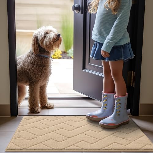 OLANLY Dog Door Mat for Muddy Paws 30x20, Absorbs Moisture and Dirt, Non-Slip Washable Mat, Quick Dry Microfiber, Mud Mat for Dogs, Entry Indoor Door Mat for Inside Floor, Grey
