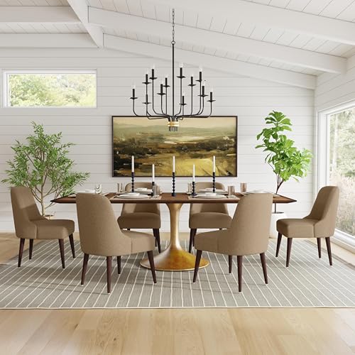 HomePop Upholstered Dining Chair, Woven Gray (Single Pack)