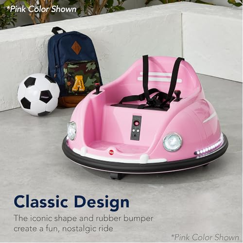 Best Choice Products 6V Electric Kids Ride On Bumpin Bumper Car, 1.5-6 Years Old, Parent Remote Control, 360 Degree Spin, Lights, Sounds - Pink