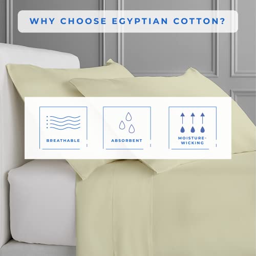 Kotton Culture 1200 Thread Count Sheet Set 4 Piece 100% Egyptian Cotton Luxurious Breathable Soft Cooling Cotton Sheets with Deep Pocket Snug Fit Smooth Sateen Weave (White, Queen)