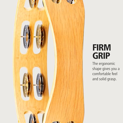 Meinl Percussion Traditional Tambourine with Nickel Plated Steel and Solid Brass Jingles, Double Row-NOT Made in China-Super Natural Wood Finish, 2-Year Warranty (TA2M-SNT)
