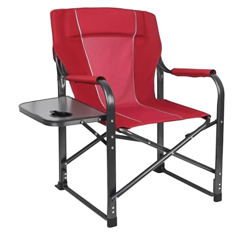 Camping Directors Chair,Folding Director Side Table for Adults Portable Camp Chairs for Outdoor with Cup Holder for Outdoor Camping, Lawn, Picnic and Fishing, Supports 400lbs(Red)