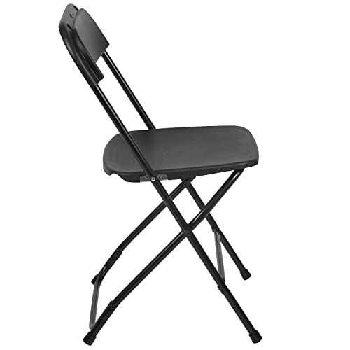 EMMA + OLIVER Set of 10 Plastic Folding Chairs - 650 LB Weight Capacity Lightweight Stackable Folding Chair in White