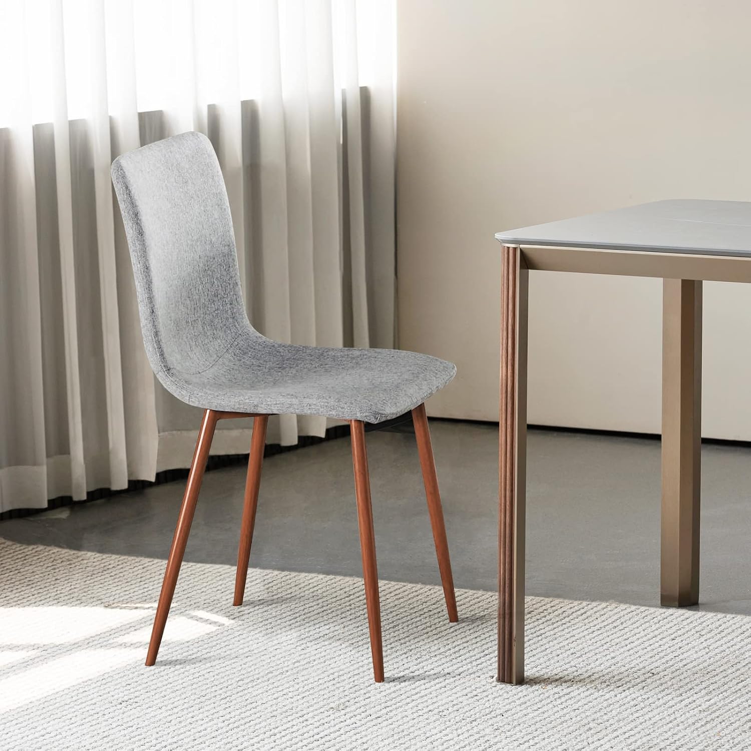 Fabric Cushion Seat Back, Kitchen Dining Chairs Set of 4, Modern Living Room Chair Upholstered Dining Accent Chairs with Mid Century design & Wooden Legs