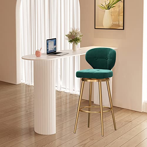 Bar Stools Swivel Velvet Counter Stools Set of 2, Modern Upholstered Counter Height Bar Stools with Low Back Kitchen Island High Chairs with Metal Legs and Gold Footrest for Pub Home Bar Dini